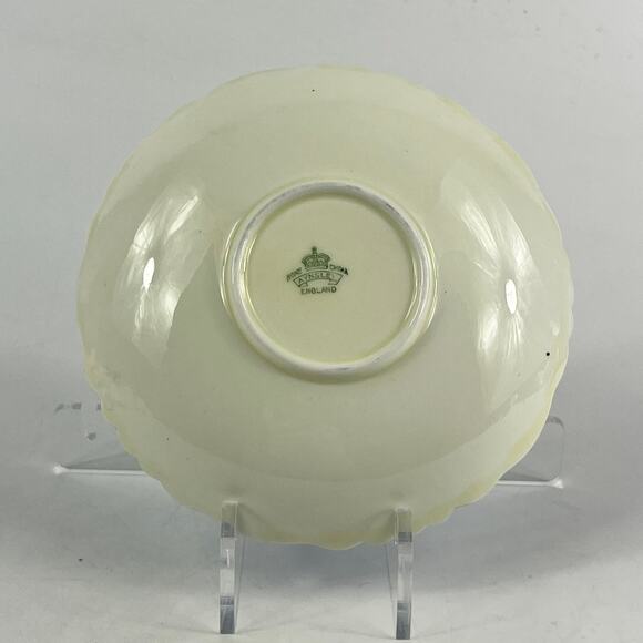 Aynsley England Bone China Teacup Saucer Set C511 Blue Floral Embossed Gold Trim - Picture 12 of 15